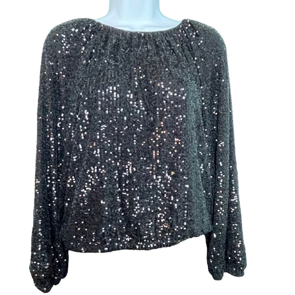 GB Girls Long Sleeve Black Sequin Tops